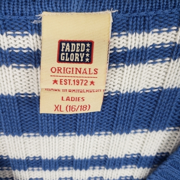 Faded Glory Blue and White Striped Sweater Sz XL - Picture 3 of 8